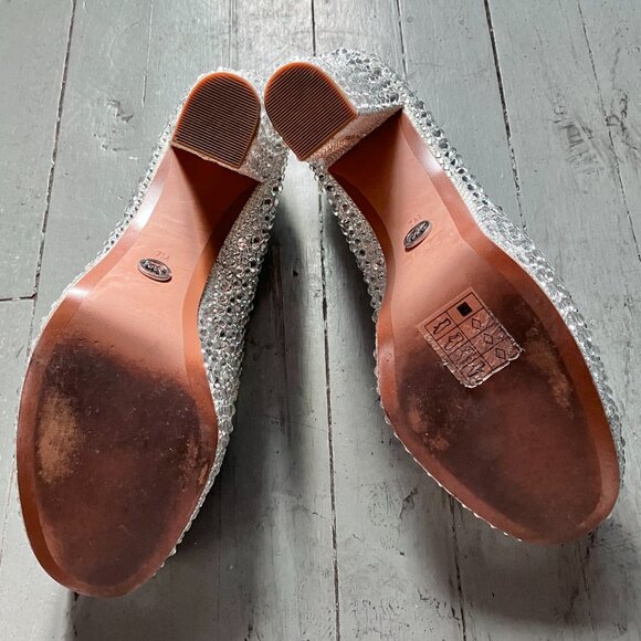 Michael Kors Fallon Mary Jane Glitter Rhinestone Stud Platform Pumps Heels Bride - Picture 7 of 7